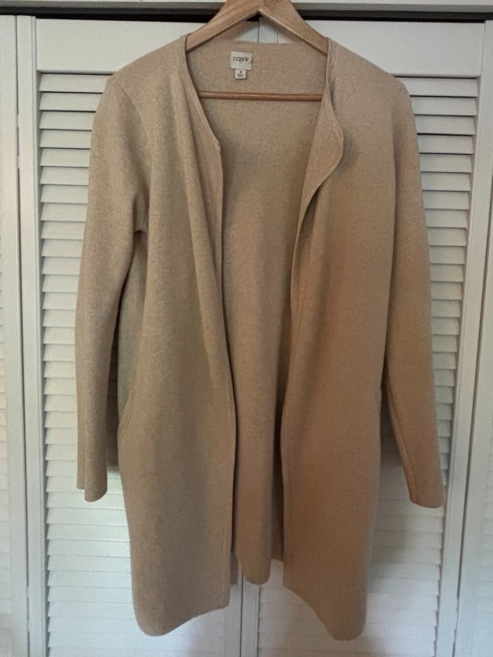 J.Crew Open Front Longline Cardigan Sweater Beige Oatmeal Minimalist Size S